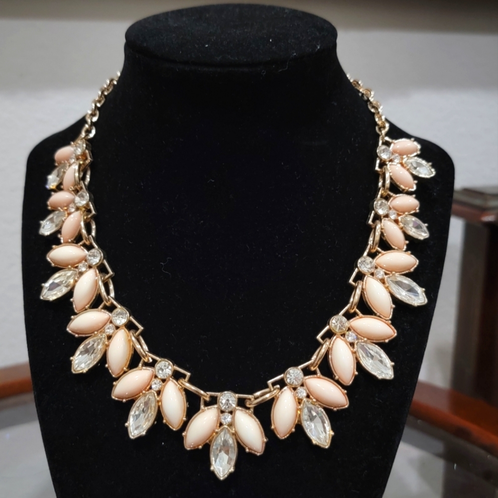 Pink Rhinestone Statement Necklace - image 1